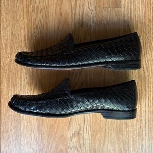 Cole Haan black woven leather men's slip on classic loafers timeless Sz 12
